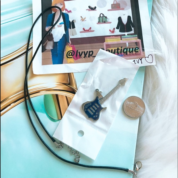 Leather Chain Guitar Necklace - Picture 3 of 3